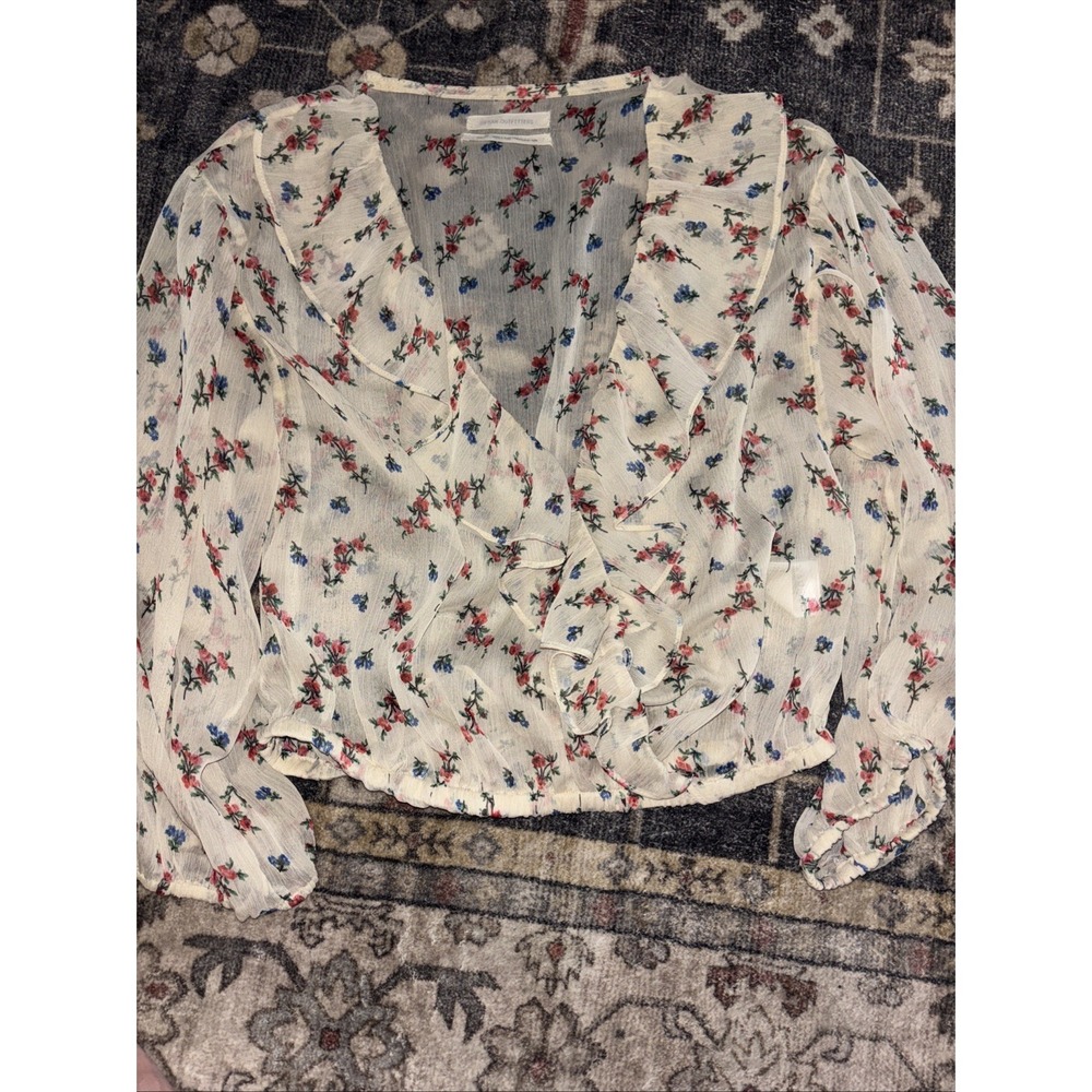 urban outfitters floral and cream long sleeve blouse size XS